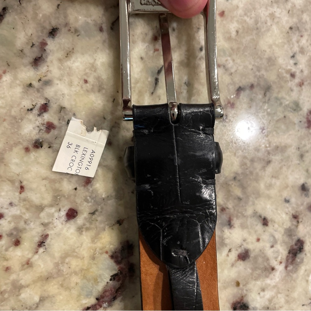 Cole Haan Black crocodile Leather Belt Size 36 - Picture 2 of 6